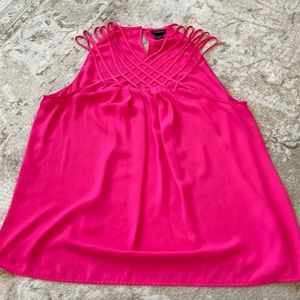 Torrid size 1 hot pink sleeveless shirt with strappy front detailing
